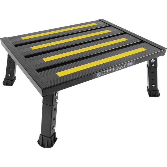 Adjustable Height Aluminum RV Step Stool Stable Foldable Platform Support 1k lbs - Picture 1 of 16